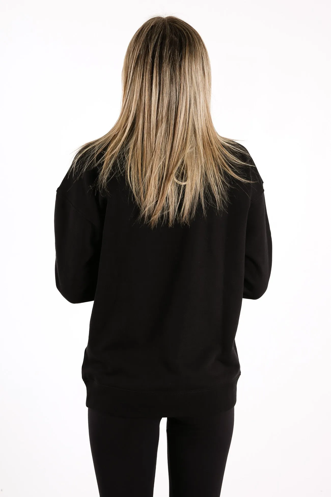 Trefoil Crew Sweatshirt Black White