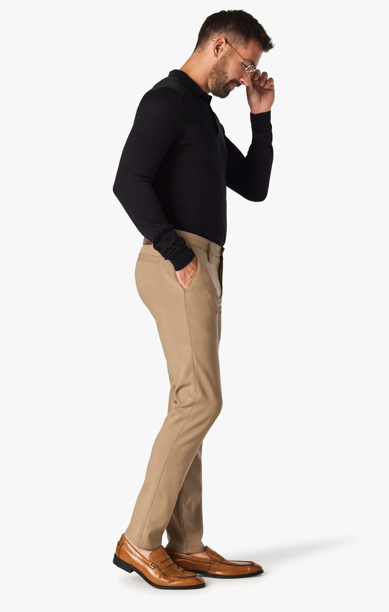 Verona Slim Leg Chino Pants In Khaki High Flyer