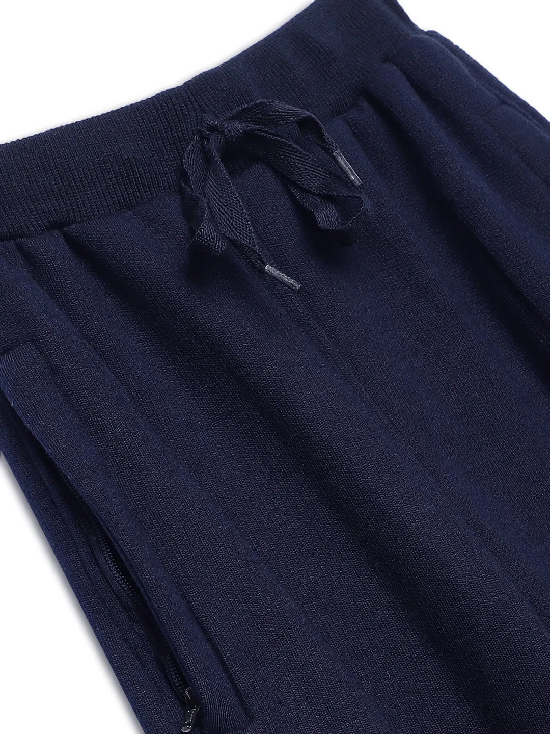 Vimal Jonney Navy Blue Solid Cotton Fleece Trackpant for Kids