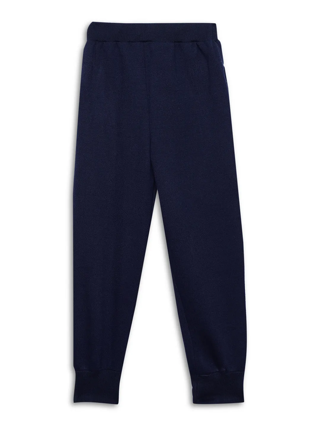 Vimal Jonney Navy Blue Solid Cotton Fleece Trackpant for Kids