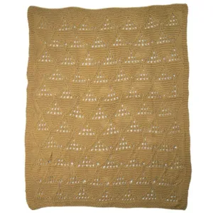 Wheat Hand Knitted Cotton Throw - 125cm x 150cm