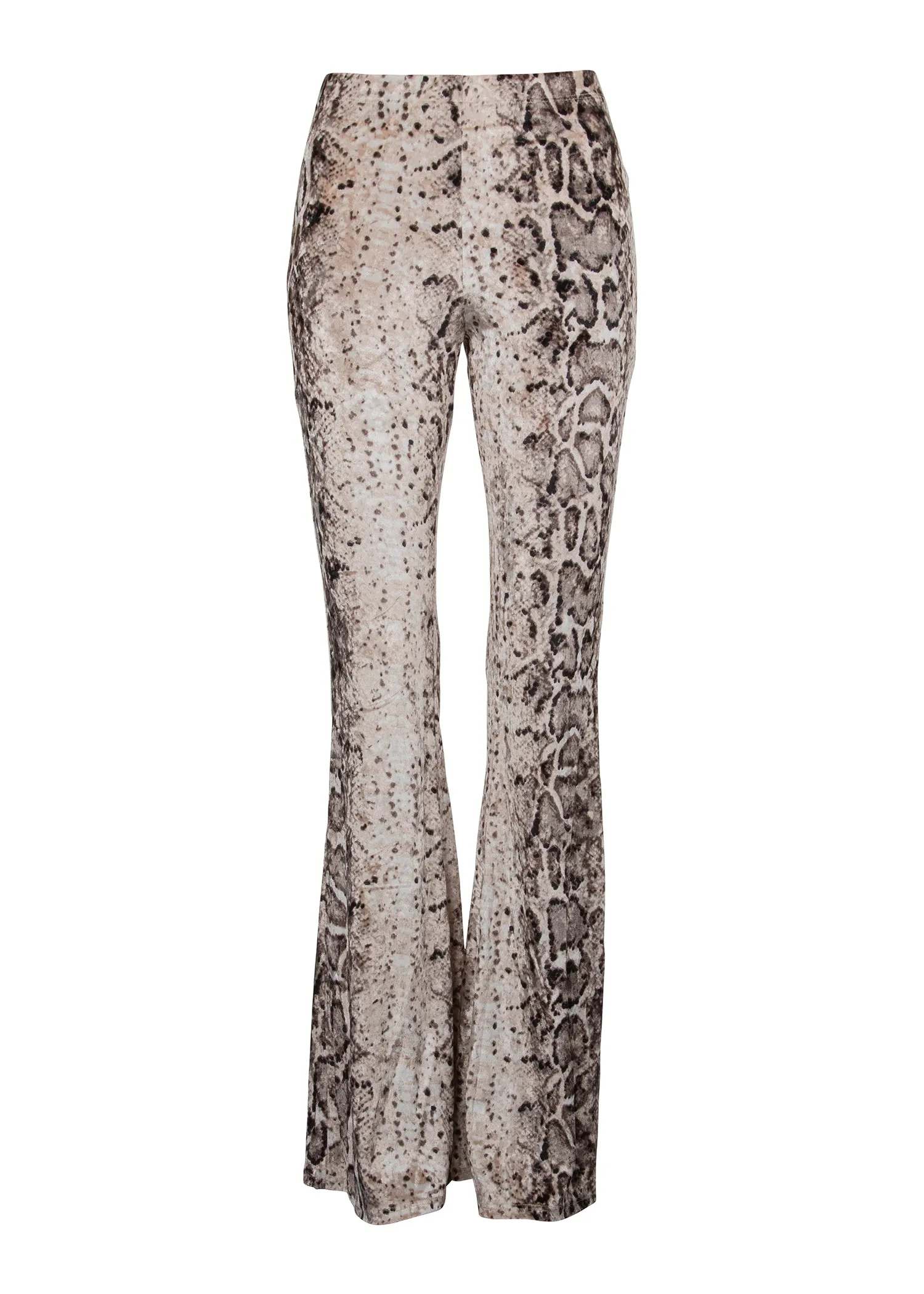 White Snake Animal Print Flared Velvet Bell Bottom Pants