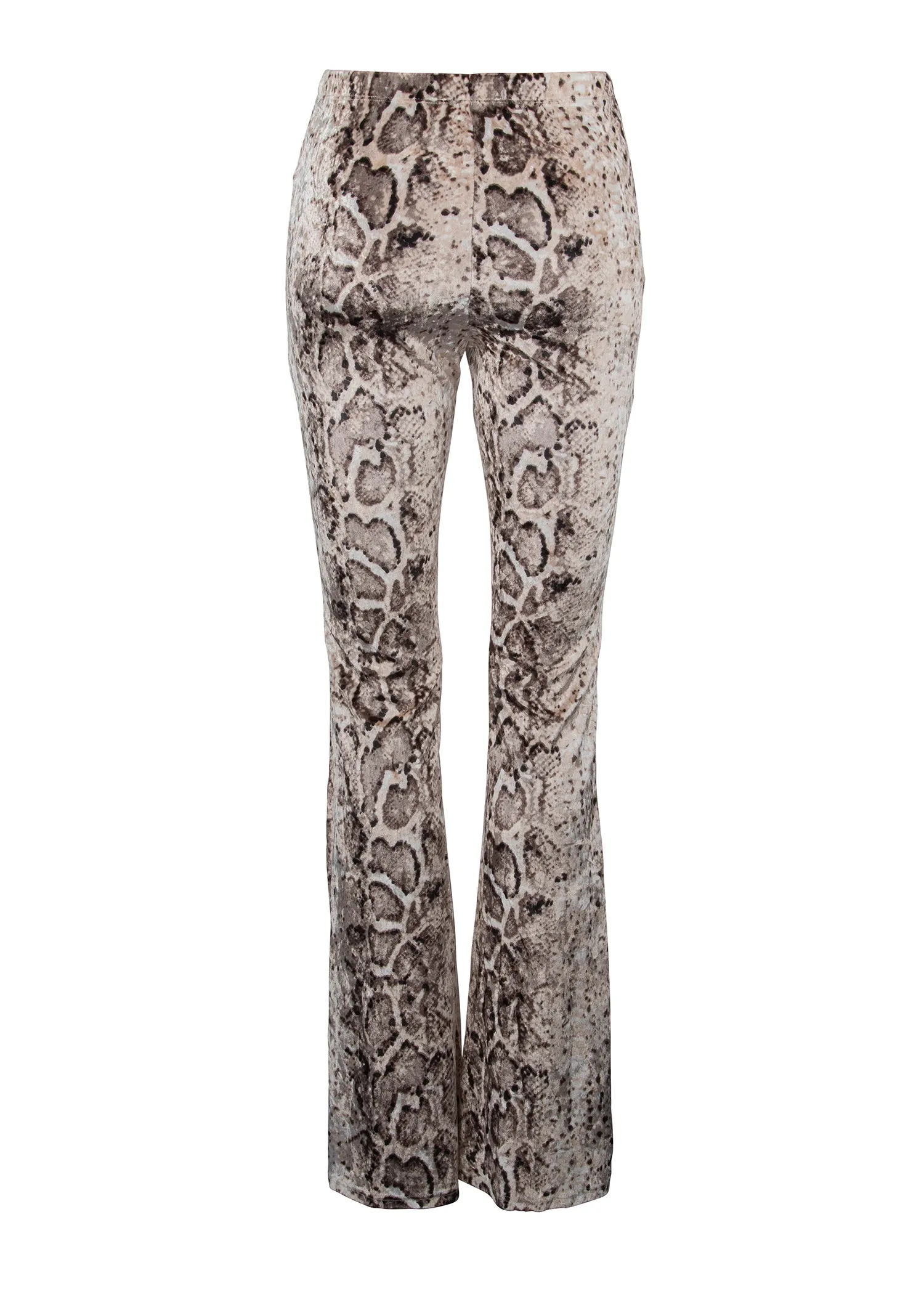 White Snake Animal Print Flared Velvet Bell Bottom Pants