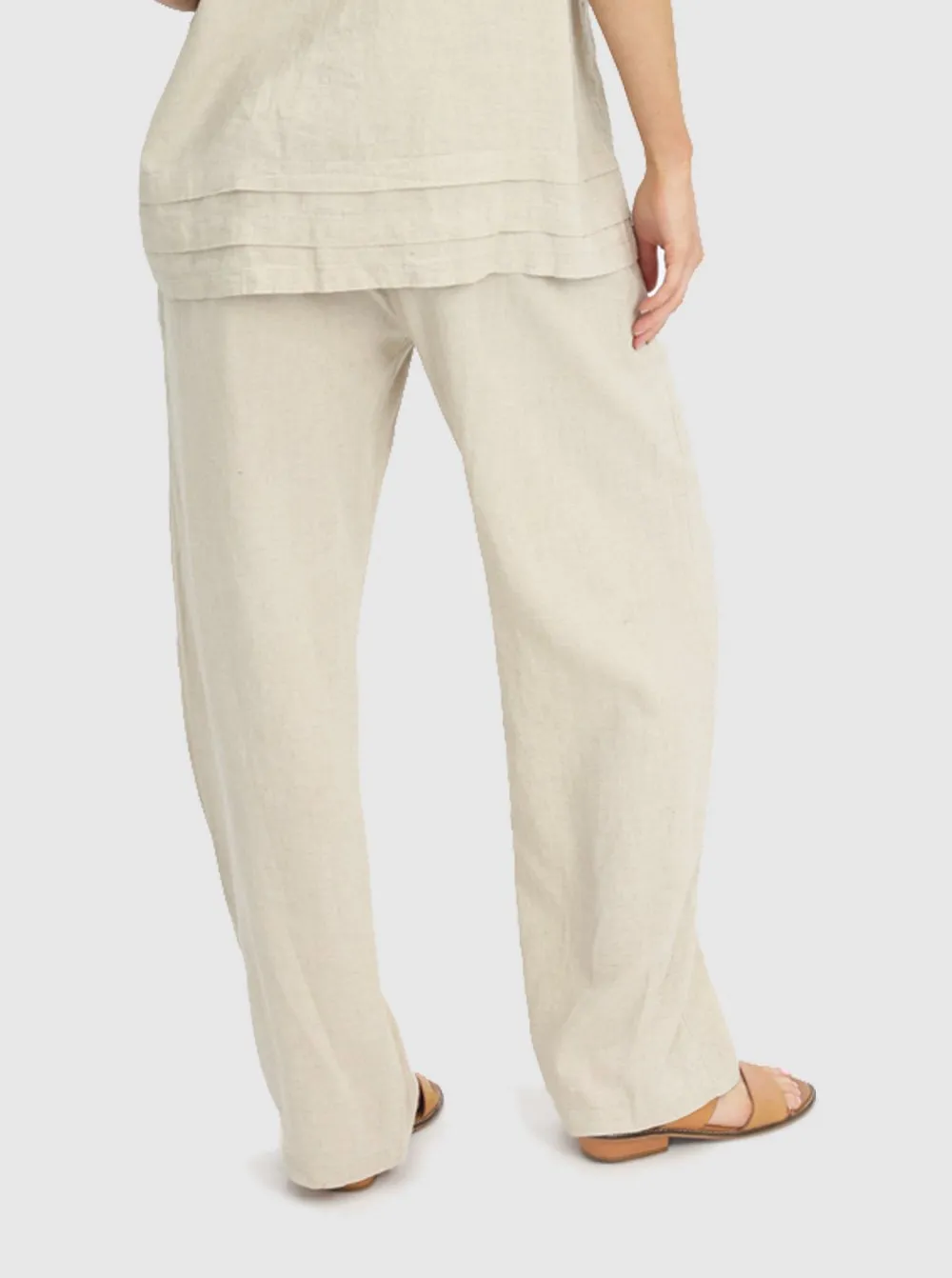 Wide Leg Linen Maternity Pants in Beige