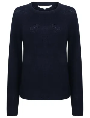 Willow Knitted Crew Neck Jumper In Navy - Amara Reya