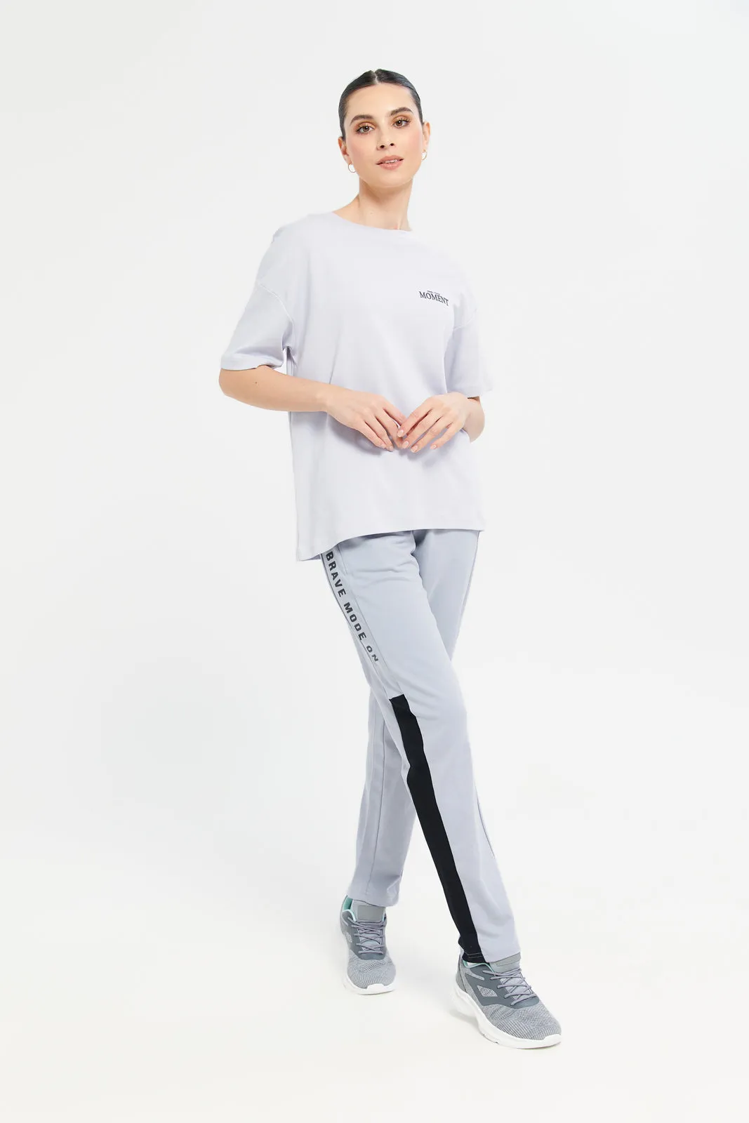 Women Grey Printed Track Pants