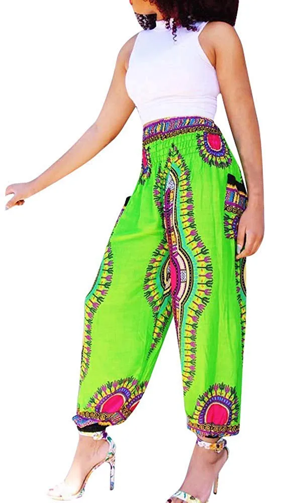 Women's Afrikan Dashiki Floral Casual Loose Baggy Pants